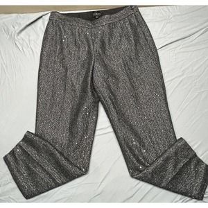 Talbots Sequin Dress Pants Black Marled Wool Blend Lined Trousers Women 6P NWT